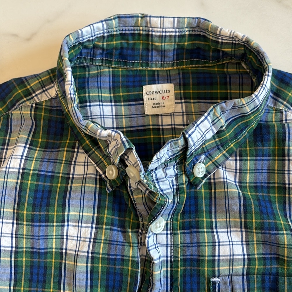 CrewCuts Plaid Button Down Size 6/7 - Picture 2 of 2